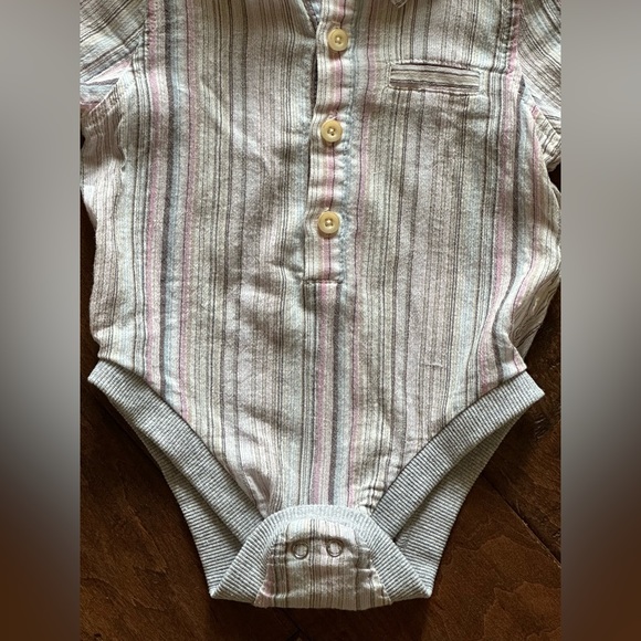 Me & Henry 6/9M Multicolored Pink Helford Onesie Half Button Beach Vacation - Picture 5 of 10